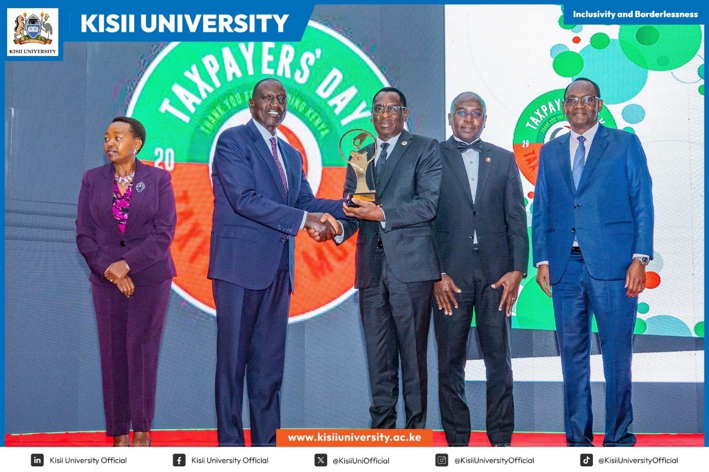 Kisii University Tax Club recognition at State House